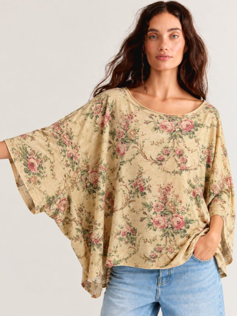 JADED GYPSY BE FREE FLORAL TEE NWT